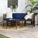 Walker Edison Modern Boho 4 Piece Modular Patio Sectional Navy