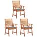 Patio Dining Chairs 3 pcs with Cushions Solid Acacia Wood