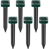 Solar Mole and Groundhog Repellent Stakes Sonic Vole Repeller Gopher Deterrent Spikes-Get Rid of Burrowing Animals Waterproof (6 Pcs Green)