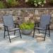BizChair Paladin Gray Outdoor Folding Patio Sling Chair with Black Frame (2 Pack)