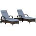 Outsunny Pool Furniture 2 Lounge Chairs & Table Wheels Cushioned Blue