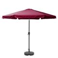 CorLiving 10ft Round Tilting Wine Red Fabric Patio Umbrella and Round Base