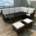 ametoys 4 Piece Patio Set with Cushions Poly Rattan Brown