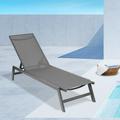 Adjustable Chaise Lounge Outdoor Aluminum Patio Lounge Chair All-Weather Five-Position Recliner Chair Chaise Lounge with Sunbathing Textilence SS2370