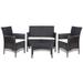 Anself 4 Piece Garden Lounge Set Wicker Patio Furniture Conversation Set with Cushions Poly Rattan Black 41.3inch x 22.8inch x 33.1inch (L x W x H)