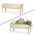 Topbuy Outdoor Wood Planter Raised Garden Bed Elevated Planter Box Kit with four holes for Backyard Patio