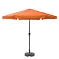 CorLiving 10ft Round Tilting Orange Fabric Patio Umbrella and Round Base