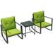 Brier 3-Piece Bistro Unwinding Set - Glass Coffee Table With 2 Chairs - Green