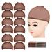 Bidobibo Wig Caps 12pcs Stretchy Nylon Wig Caps Stocking Caps For Wigs kin Tone Stocking Cap Wig Caps Application for Women Men-Brown