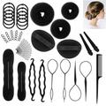 Ludlz 71Pcs/Set Hair Styling Accessories Kit Set Bun Maker Hair Braid Tool for Making DIY Hair Styles Black Magic Hair Twist Styling Accessories for Girls or Women