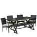 GDF Studio Dorian Outdoor 6 Piece Brown Aluminum Dining Set Multibrown and CrÃ¨me