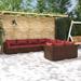 vidaXL 8 Piece Patio Lounge Set with Cushions Poly Rattan Brown