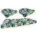 Jordan Manufacturing 3-Piece Binessa Lapis Blue Floral Tufted Outdoor Cushion with 1 Wicker Bench Cushion and 2 Wicker Seat Cushions