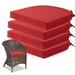 Unikome Outdoor Cushions 4-Piece Solid Waterproof Outdoor Patio Seat Cushion 17-Inch x 16-Inch Rounded Square Wine Red