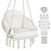 Large Portable Hammock Chair Hanging Rope Swing Max 250 Lbs 1 Cushion Included(Beige)