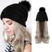 CFXNMZGR Pro Beauty Tools Wig Fashion Long Curly Hair Hat Wig One Knit Hat Wool Curl Corn Perm Curl