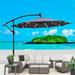 10ft Outdoor Patio Umbrella with Solar Powered LED Light Sun Shade Waterproof 8 Ribs Umbrella with Crank and Cross Base for Garden Backyard Swimming Pool Gray