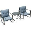 Liko 3-Piece Outdoor Patio Furniture Set -2 Cozy And Comfortable Chairs With Sturdy Deck Glass Table - Grey