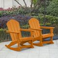 GARDEN Set of 2 - Plastic Outdoor Rocking Chairs for Patio Porch Orange
