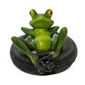 The Frog Garden Statue Water Floating Pond Decoration Cute Rowing Frog Statue Yard Lawn Decorations Frog Ornaments