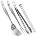 BBQ Grill Tool Set Heavy Duty Stainless Steel Barbecue Utensils 5-Piece Grill Kit- Spatula Tongs Fork and 2 Kabob Skewers for Outdoor Barbecue Camping