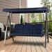 Kozyard Herbert 3 Seat Outdoor Deluxe Patio Swing with Comfortable Cushion (Navy Blue)