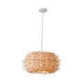 Rattan Weaving Pendant Light 1-Light Bamboo Hand Crafted Bird Nest Chandelier Ceiling Light Fixture for Kitchen Living Room Decoration