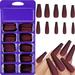 100 Pieces Matte Extra Long Ballerina Press on Nails Coffin False Nails Solid Color Full Cover Fake Nails Matte Coffin False Nails with Box for Women Girls Nail Decorations