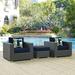 Modway Sojourn 3 Piece Outdoor Patio SunbrellaÂ® Sectional Set in Canvas Navy