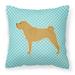 Shar Pei Checkerboard Blue Fabric Decorative Pillow