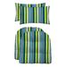 RSH DÃ©cor Indoor Outdoor Set of 2 U-Shape Cushions and 2 Lumbar Pillows Covert Capri Blue Stripe