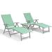 Pellebant Set of 3 Outdoor Chaise Lounge & Table Set Aluminum Patio Folding Chairs Green