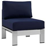 Modern Contemporary Urban Design Outdoor Patio Balcony Lounge Chair Navy Blue Metal Aluminum