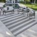 Gertmenian Paseo Castro Modern Striped Steel Outdoor Area Rug 9x13