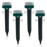Miuline 4PCS Solar Mole Repellent Ultrasonic Pest Deterrent Gopher Mole Snake Mouse Rodent Animal Repellent For Outdoor Lawn Garden Yards