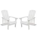 Flash Furniture Set of 2 Charlestown All-Weather Poly Resin Wood Adirondack Chairs in White