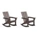 WestinTrends Ashore Patio Rocking Chairs Set of 2 All Weather Poly Lumber Plank Adirondack Rocker Chair Modern Farmhouse Outdoor Rocking Chairs for Porch Garden Backyard and Indoor Dark Brown