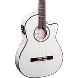 Ortega Family Series Pro RCE145WH Thinline Acoustic Electric Nylon Guitar White