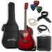 Ashthorpe Left-Handed Thinline Cutaway Acoustic Electric Guitar with 10 Watt Amp Red