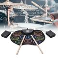 Compact Size Roll-Up Drum Set Electronic Drum Kit 9 Silicon Drum Pads USB/Battery Powered with Drumsticks Foot Pedals for Children Kids