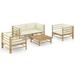 Sgapork 5 Piece Garden Lounge Set With Cream White Cushions Bamboo