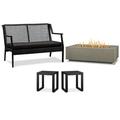 Home Square 4 Piece Set with Large Fire Table Patio Loveseat and 2 End Tables