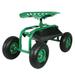 Sunnydaze Rolling Garden Cart with 360-Degree Swivel Seat and Tray - Green