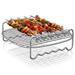 Portable BBQ Rack with Skewer Stainless Steel Barbecue Grill Baking Tray Rack for Air Fryer Double-deck Home Replacement (7Inch 4Pins)