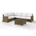 Crosley Furniture Bradenton 5PC Wicker / Rattan Sectional Set in White/Brown