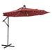 Branax Patio Umbrella with LED Lights 10FT Solar LED Offset Hanging Cantilever Outdoor Market Table Umbrella with 32 LED Lights Backyard Offset Umbrella for Garden (Red)