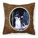Carolines Treasures SS8399PW1414 Starry Night Portuguese Water Dog Fabric Decorative Pillow 14Hx14W multicolor