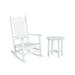 WestinTrends 2-Pieces Set Outdoor Rocking Chair w/ Round Side Table Included White
