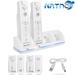 Charging Station for Wii Remotes 4 in 1 Controller Charger Dock with 4 pcs 2800mAh Rechargeable Battery Pack for Wii Remote Controller