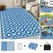 Findosom 9 x12 Large RV Outdoor Mat Reversible Outdoor Rug Patio Rug Plastic Straw Area Rug Mat Camping Rugs Modern Floor Mat for Outdoors RV Patio Backyard Deck Picnic Beach Trailer Blue